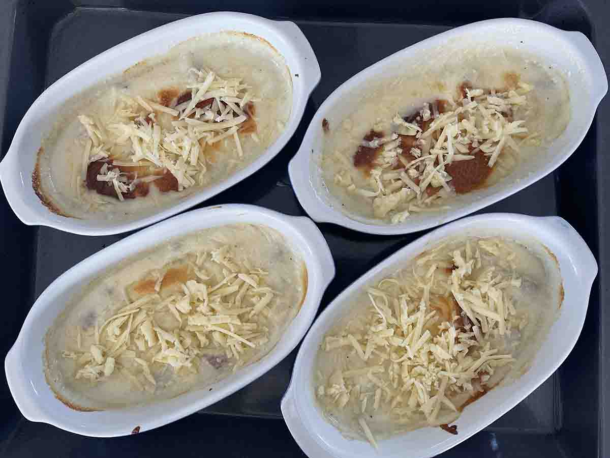 cheese added to fish.