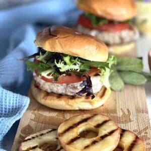 pork and apple burger in a bun.