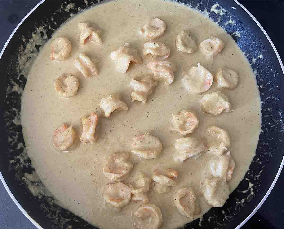 sauce added to prawns.