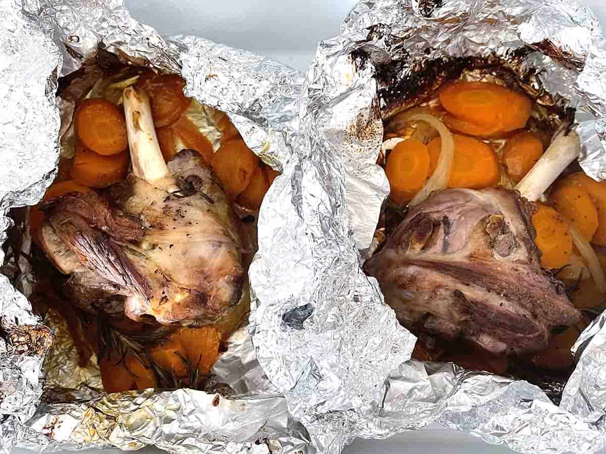 cooked lamb shanks.