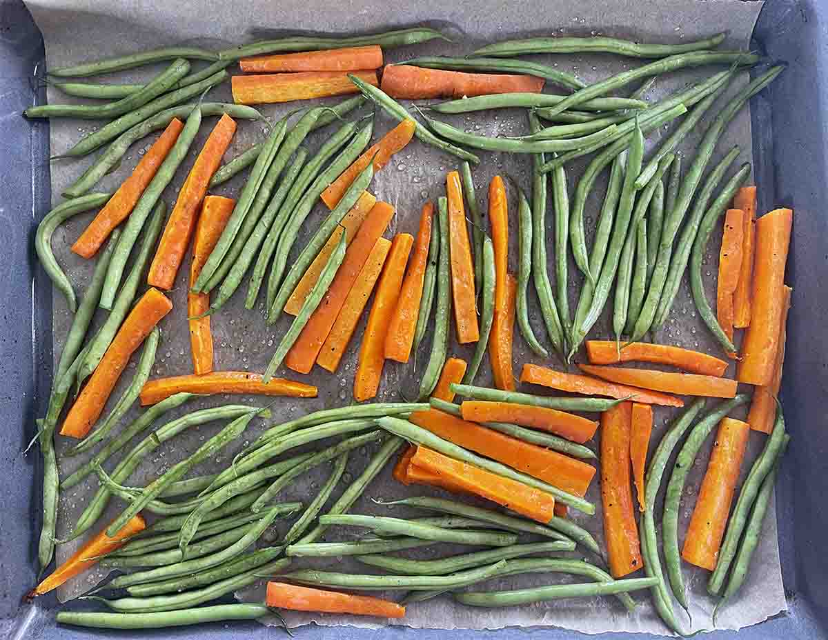 beans added to dish.