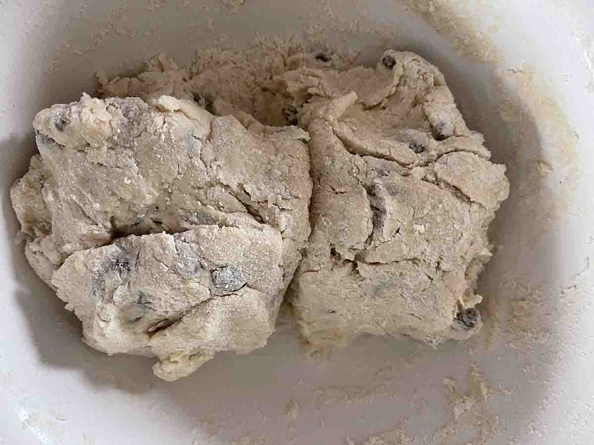 scone dough in a bowl.
