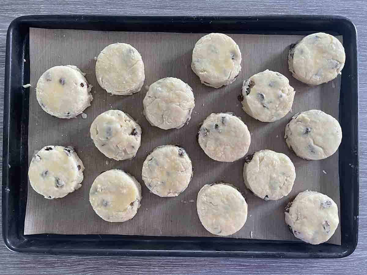 scones on a tray.
