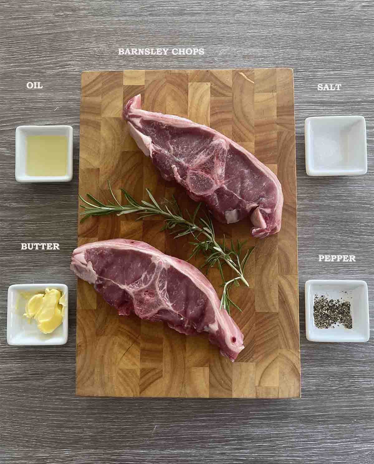 ingredients including lamb, oil, butter and seasonings.
