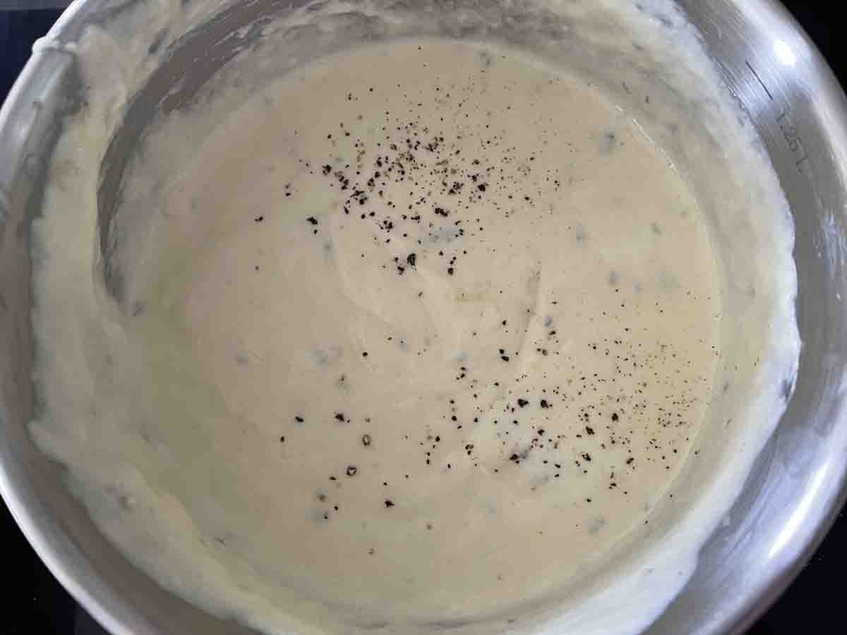 stilton sauce in a saucepan.
