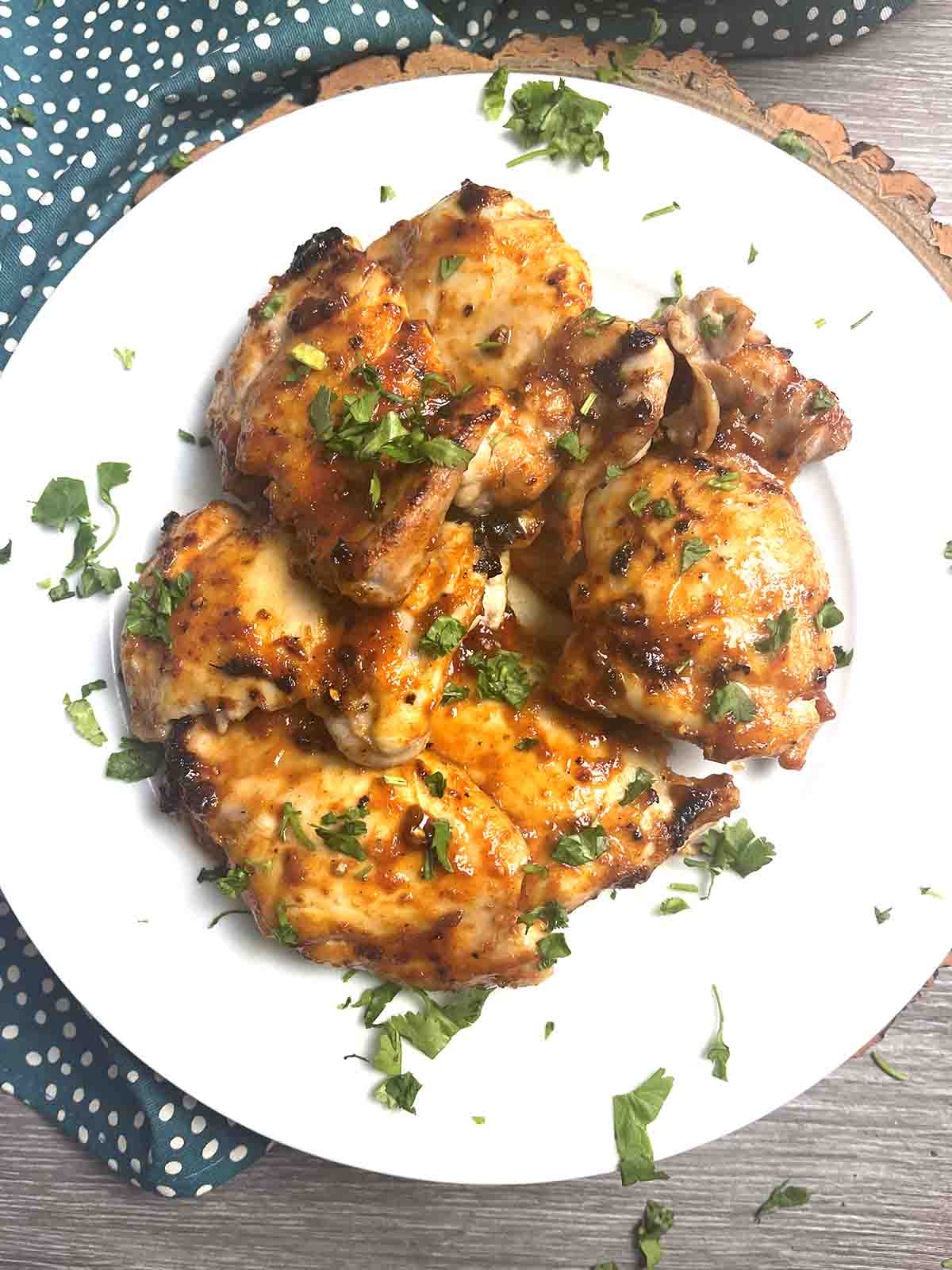 devilled chicken on a plate.