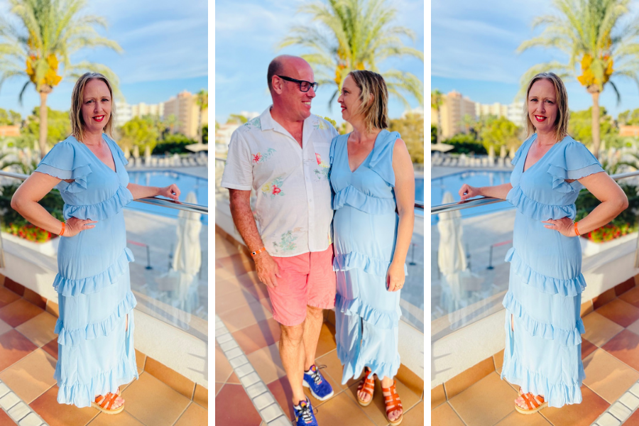 Styling A Light Blue Layered Dress On Holiday