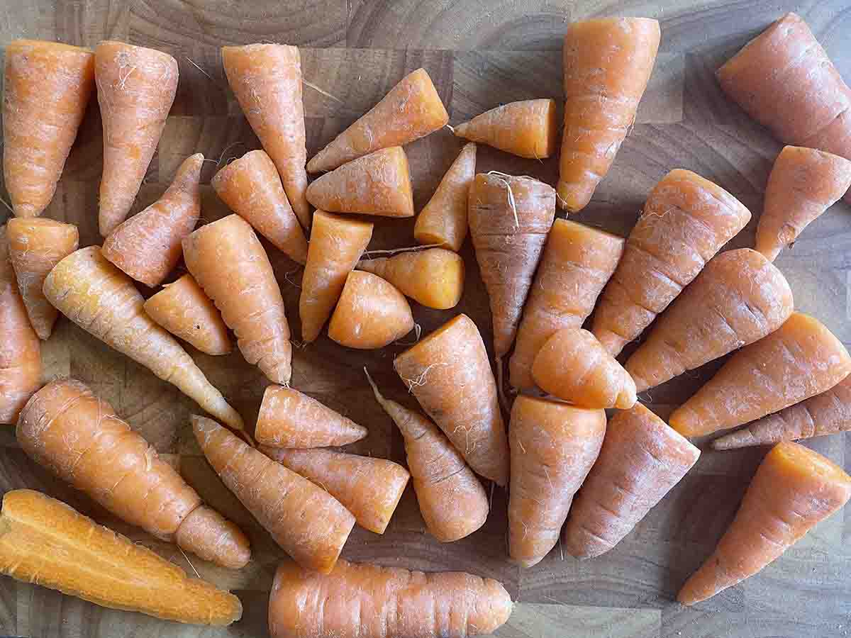 carrots on a board.