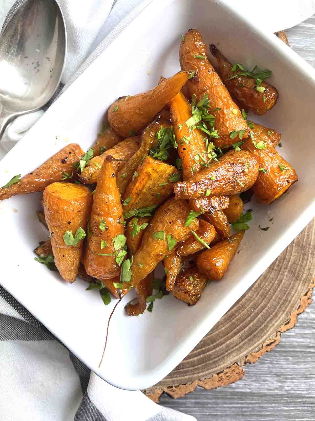 cooked honey roast carrots.