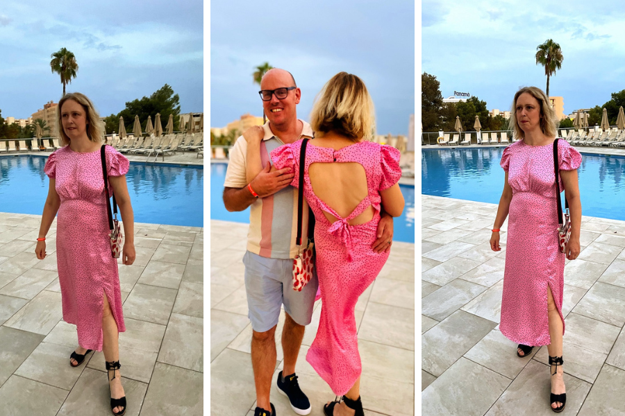 How To Style A Pink Satin Polka Dot Dress