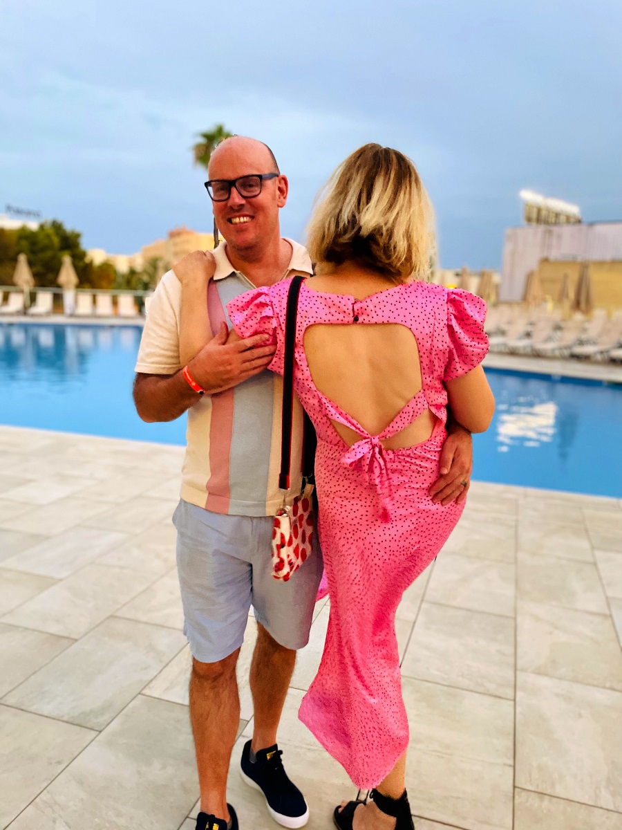 How To Style A Pink Satin Polka Dot Dress