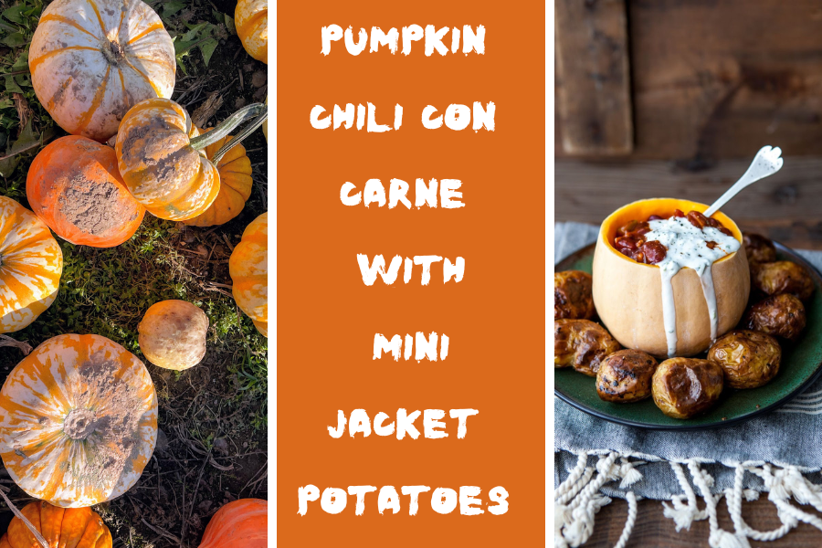 Pumpkin Chili Con Carne with Mini Jacket Potatoes
