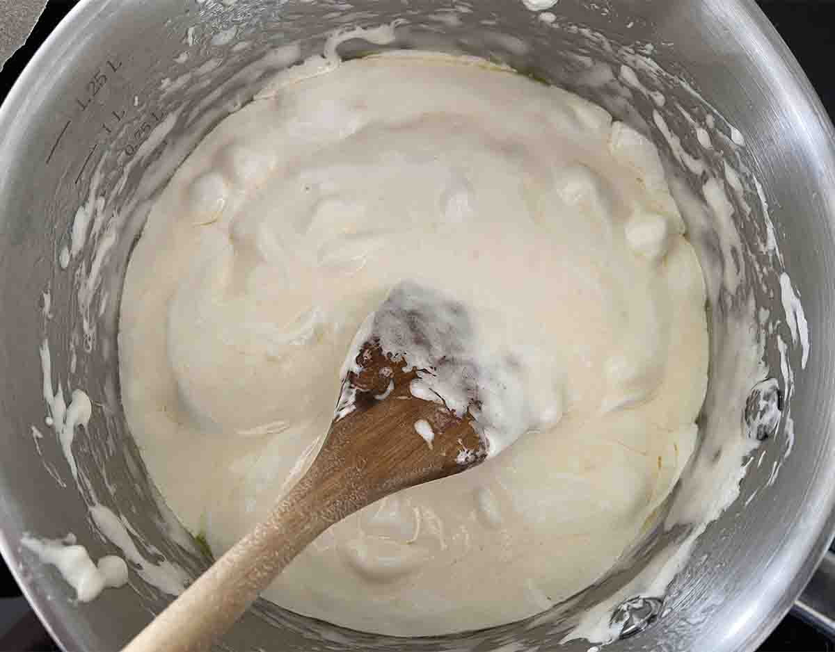 butter and marshmallows in a saucepan.
