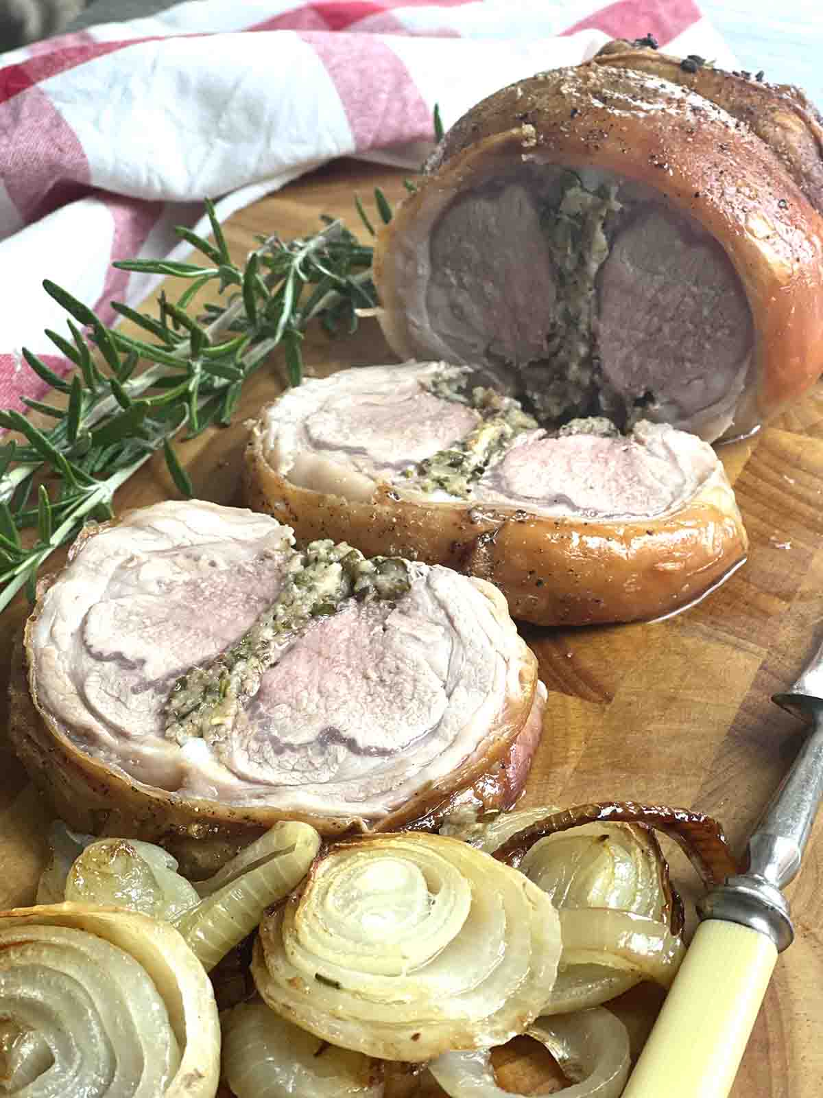close up of lamb slices.