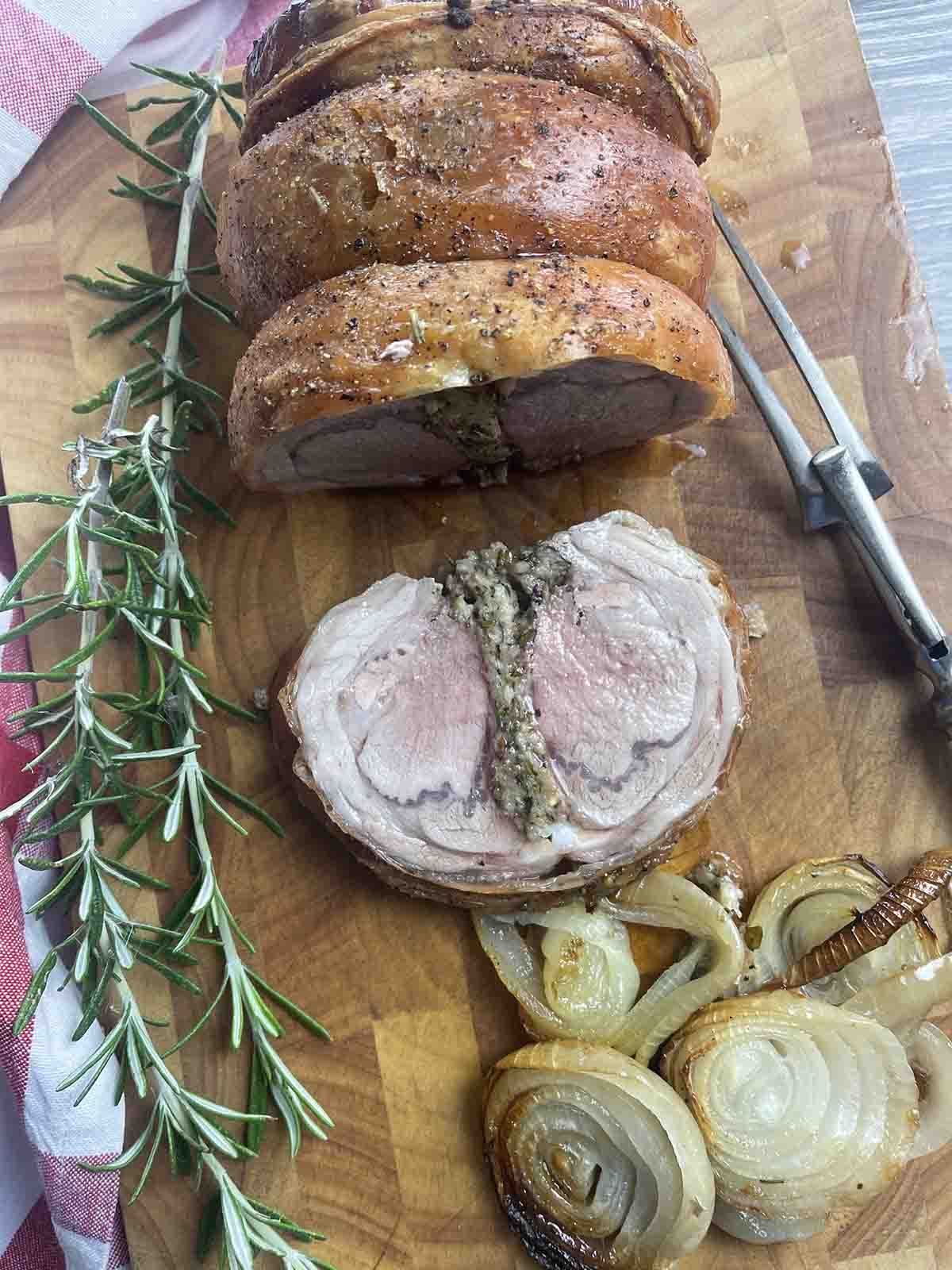 slice of lamb cut from the roast.