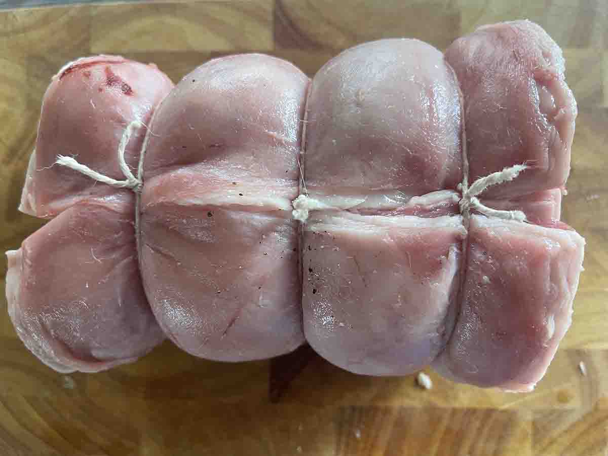 lamb rolled and tied.