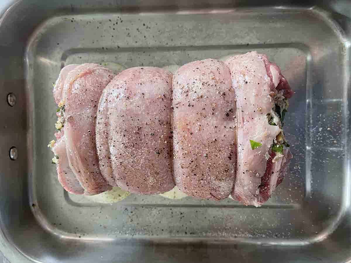 lamb in dish ready for the oven.