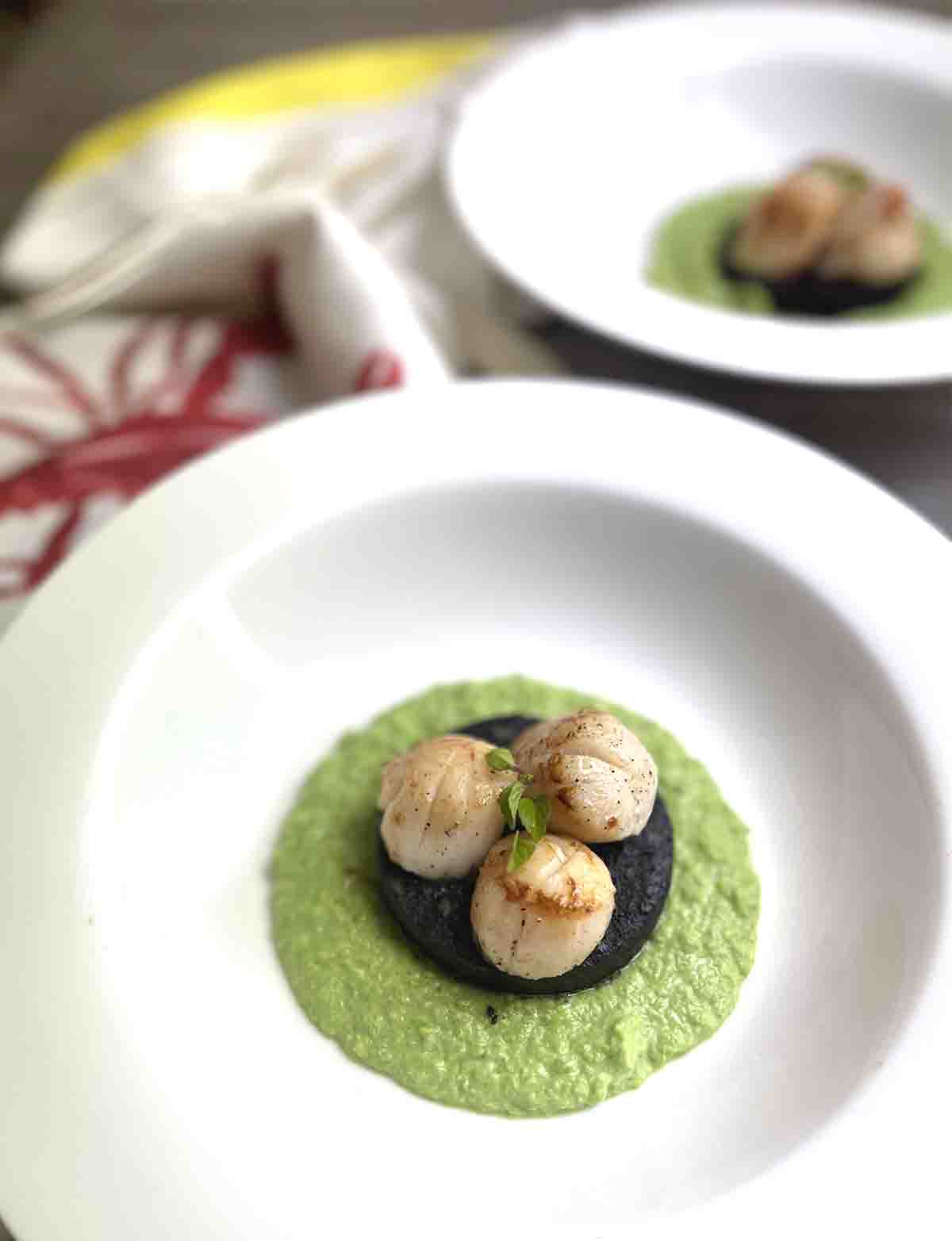 scallps with black pudding.