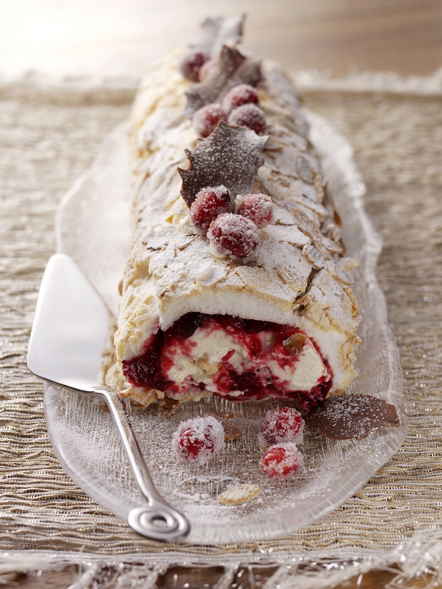Cranberry Meringue Roulade
