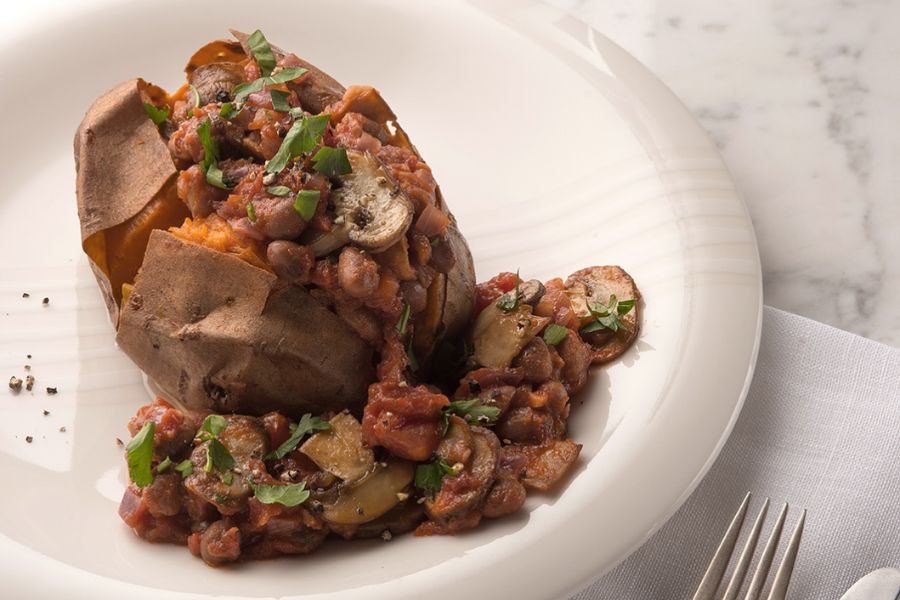 Baked Sweet Potato And Borlotti Bean Stew Baked Sweet Potato And Borlotti Bean Stew