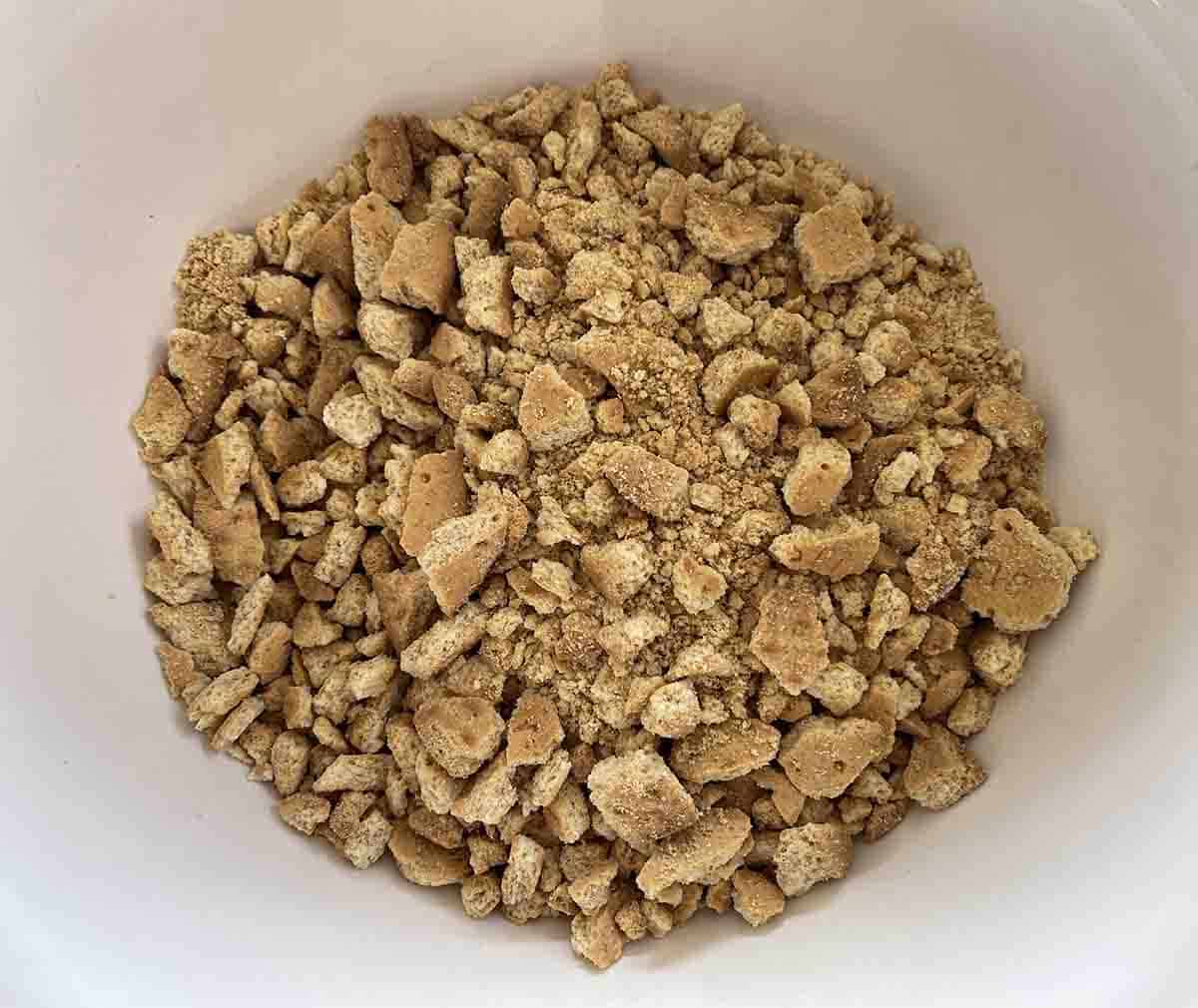 crushed biscuits in a bowl.