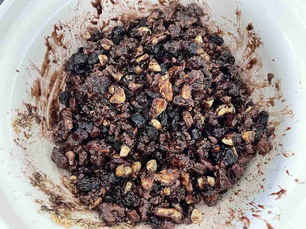 mixture with liquid added.
