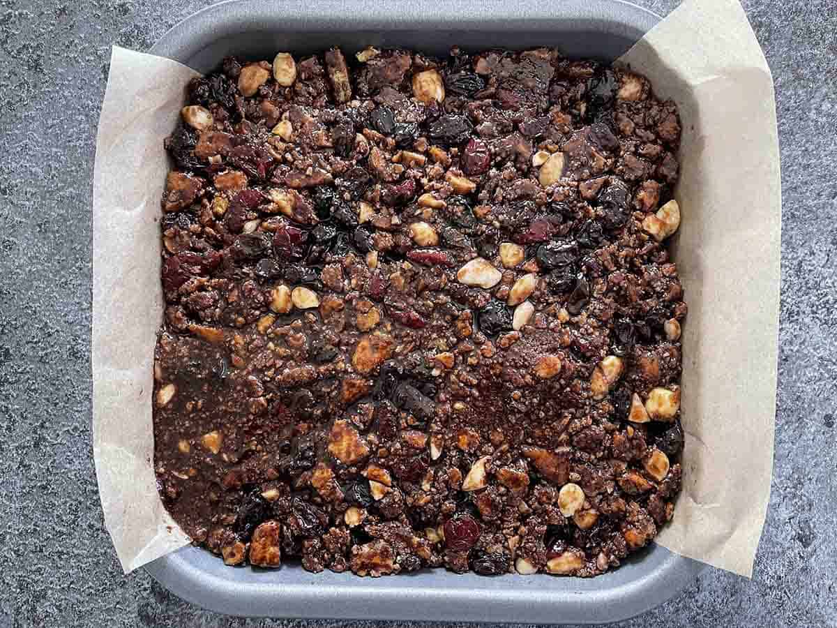 mixture in the tin.