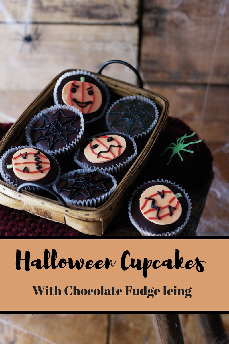 Halloween Cupcakes With Chocolate Fudge Icing. 