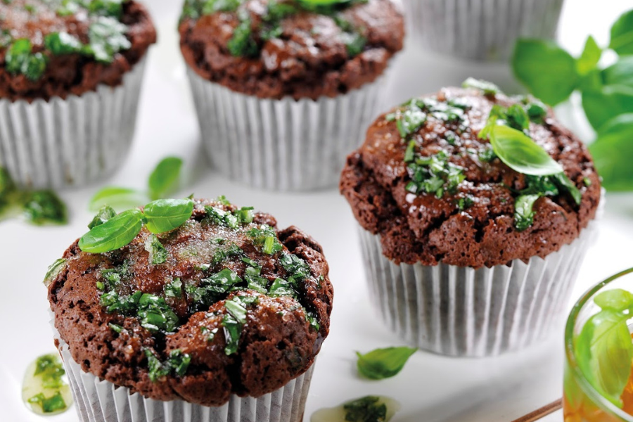 How To Make Chocolate And Basil Muffins.