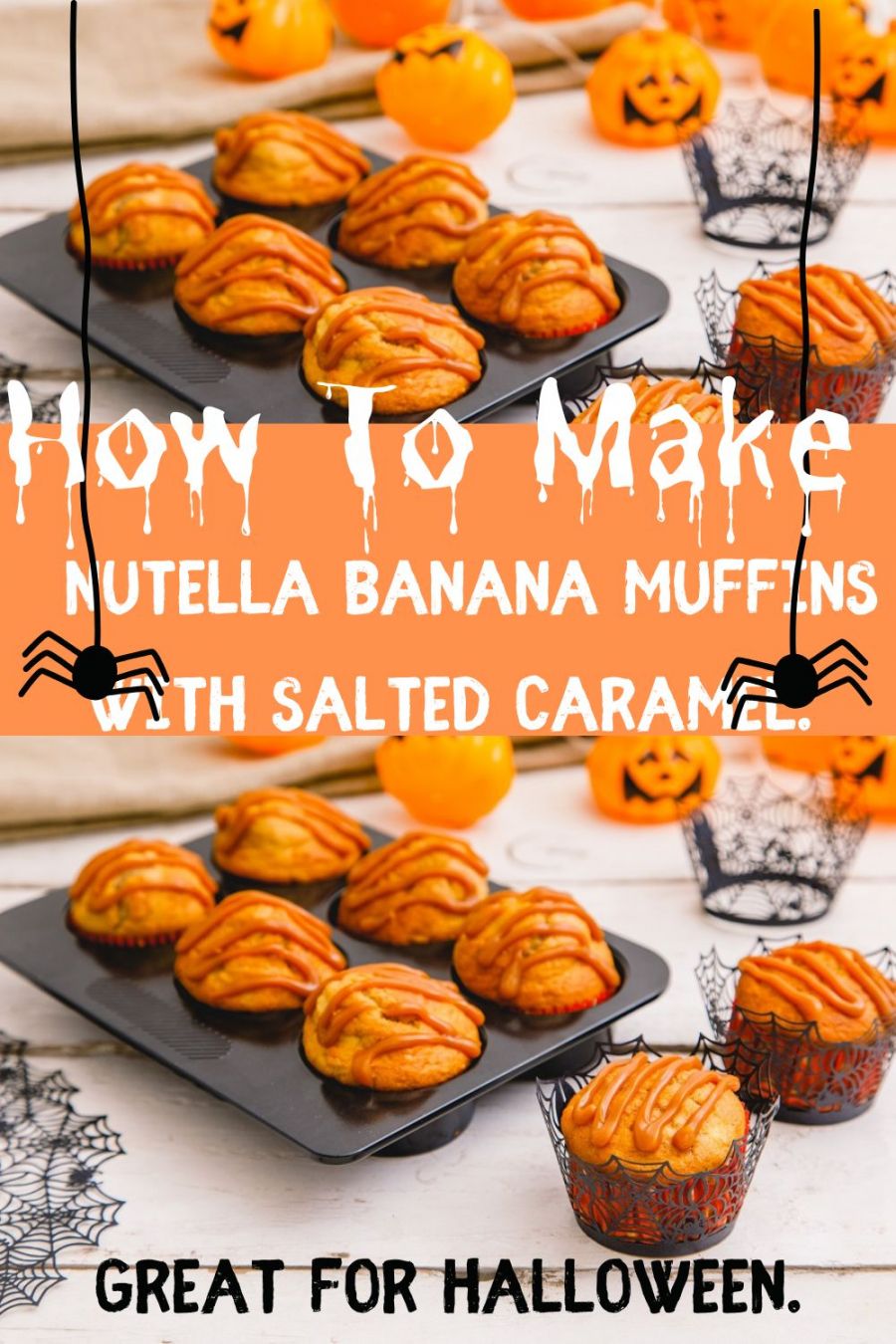 Nutella Banana Muffins With Salted Caramel.