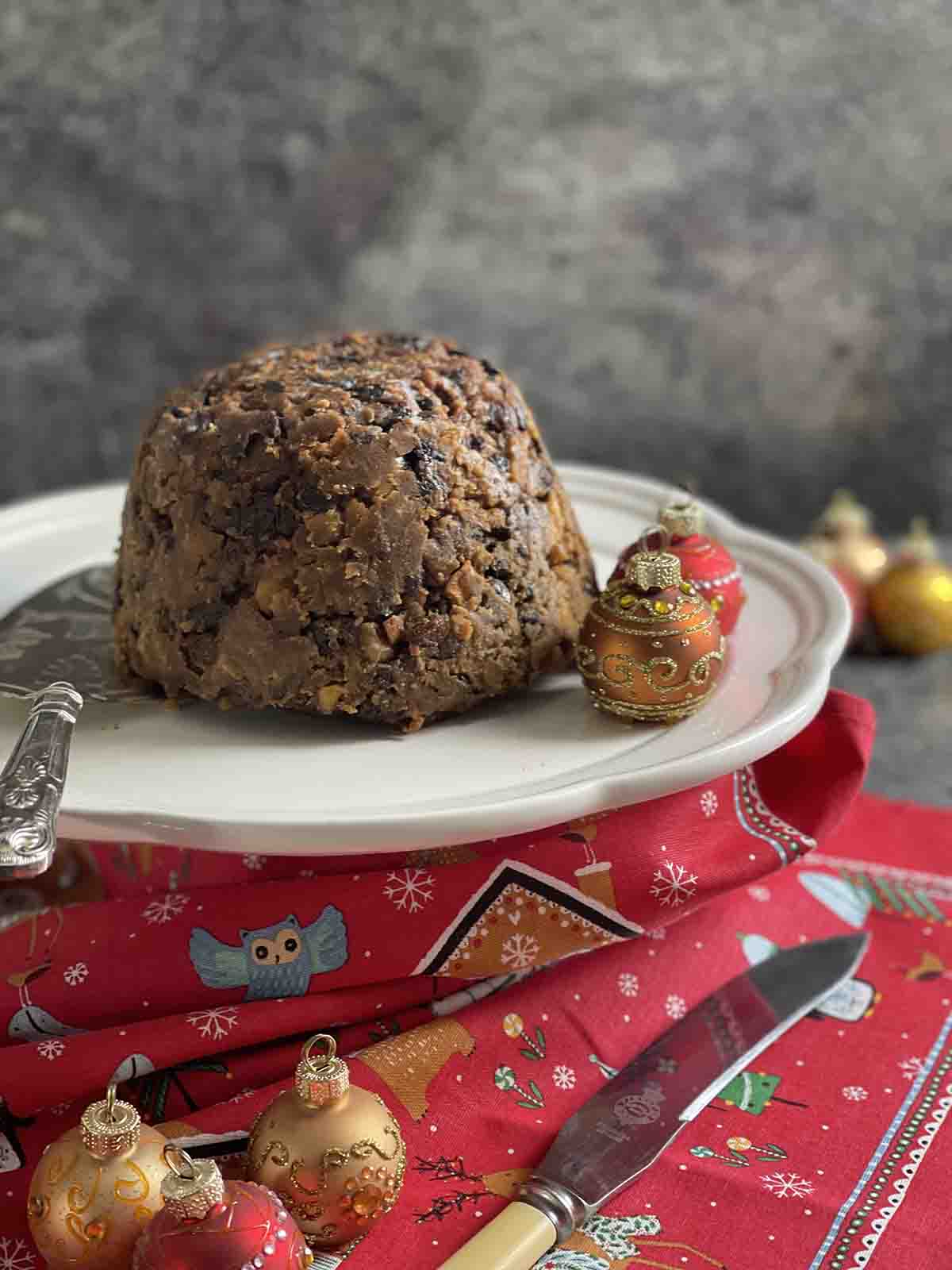 CHristmas pud on my plate.