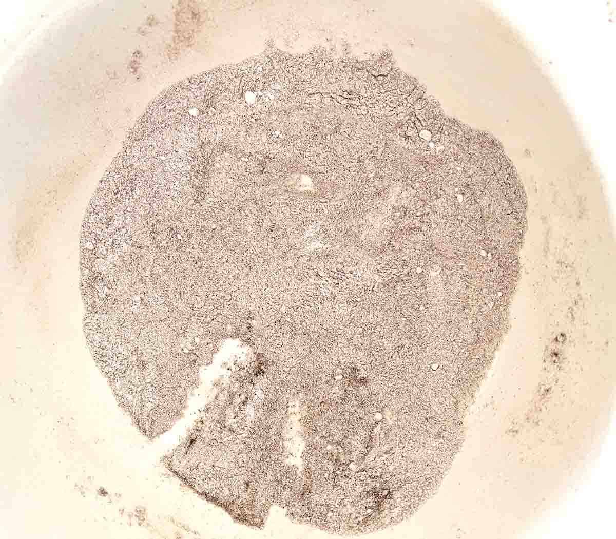 flour and spices in a bowl.