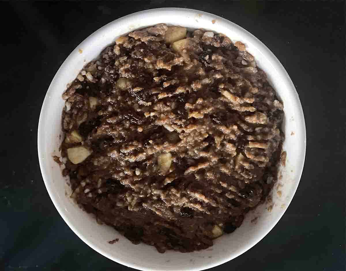 mixture in basin.
