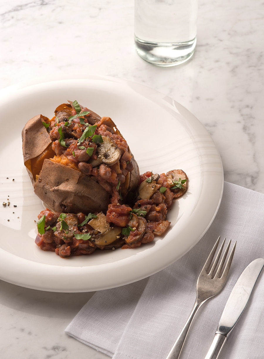 Baked Sweet Potato And Borlotti Bean Stew. Baked Sweet Potato And Borlotti Bean Stew