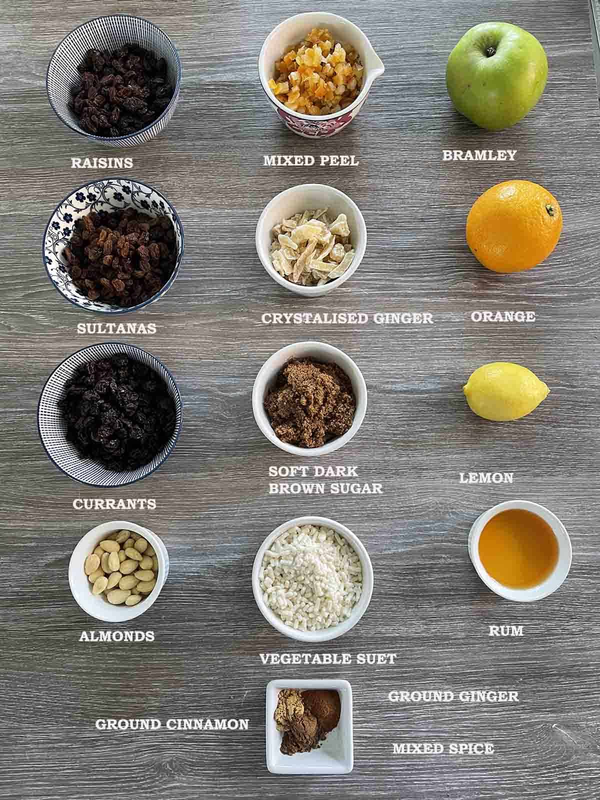 ingredeints including nuts, dried fruit and citrus.