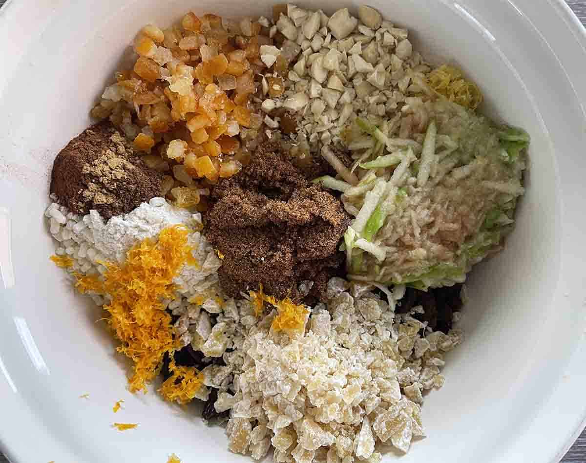 fruit and nuts in alarge bowl.