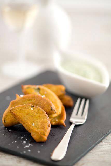 Aubergine Fritters With Chilli & Coriander Chutney