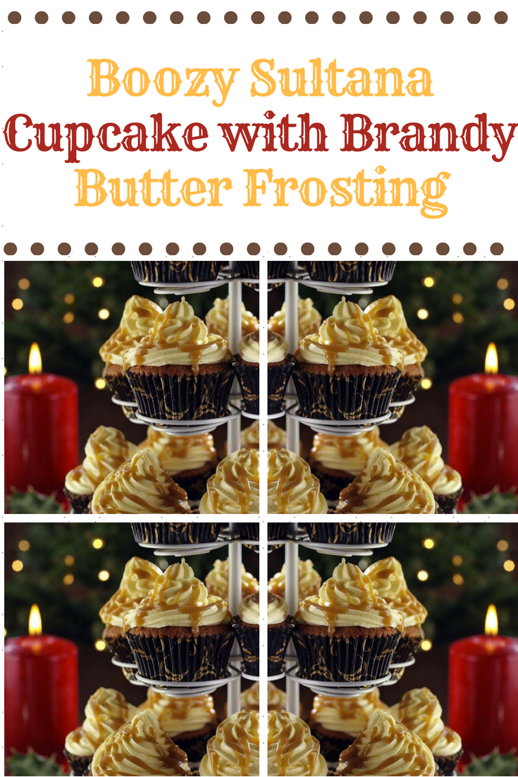 Boozy Sultana Cupcake with Brandy Butter Frosting