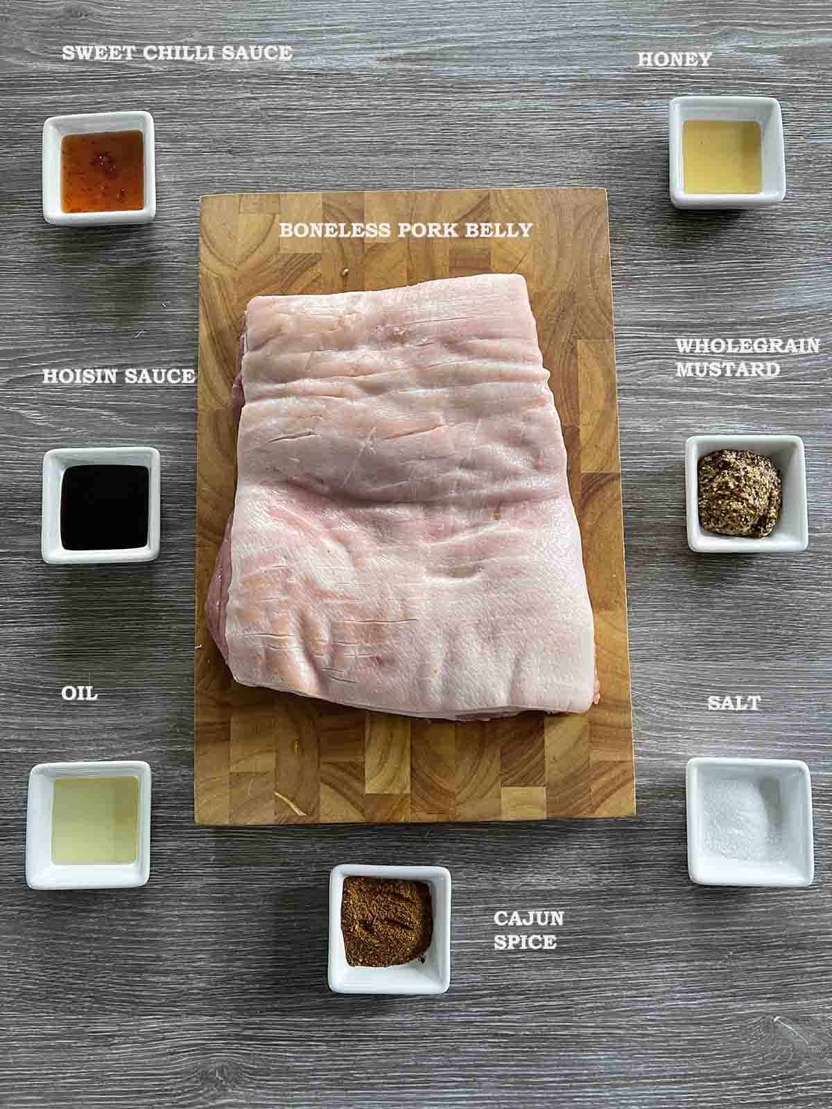 ingredients including pork, salt, oil and seasonings.