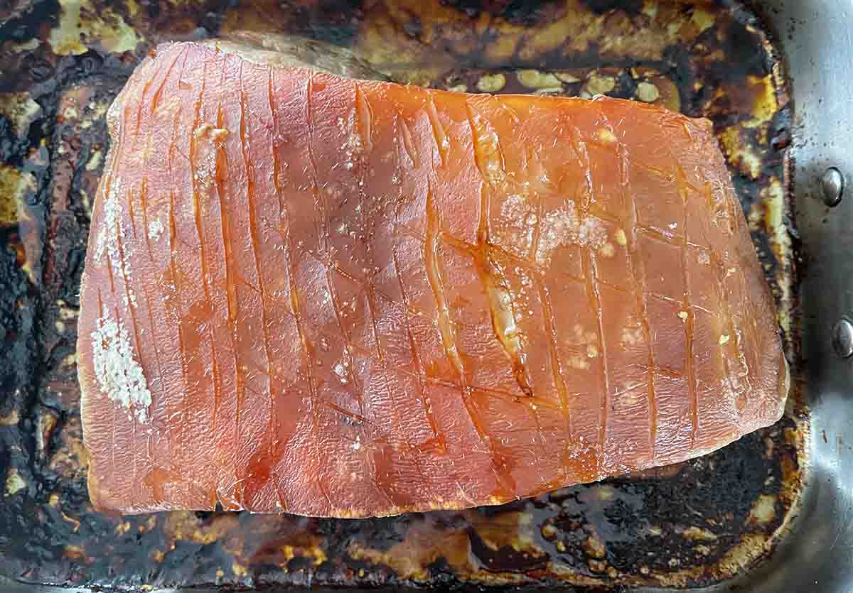 cooked pork at low temperature.