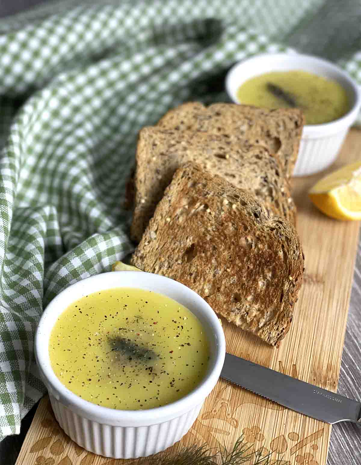 potted shrimps with toast on the side.