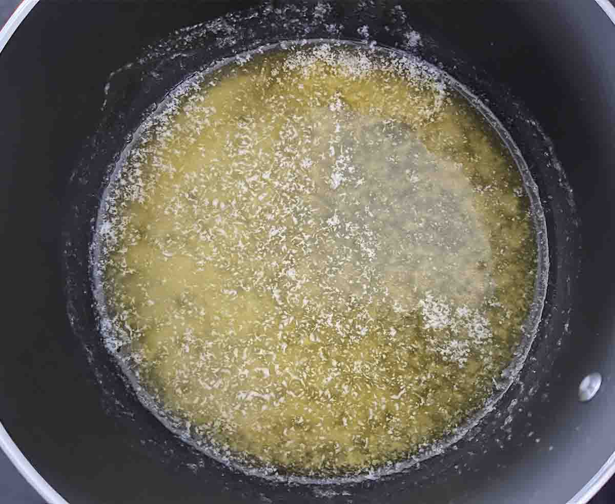 melted butter in a saucepan.