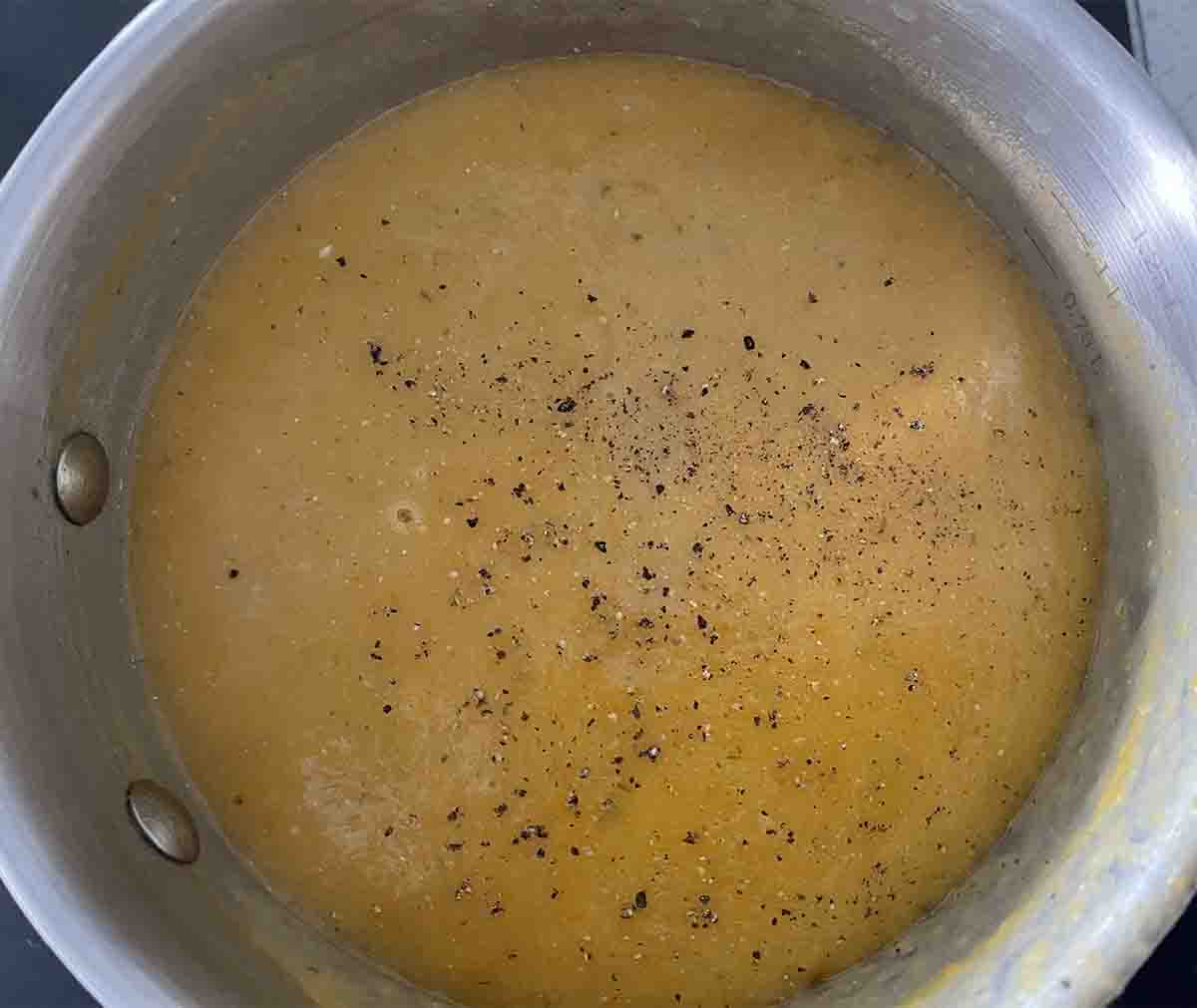 gravy in a saucepan.
