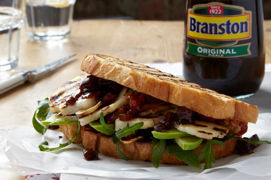 The Ultimate Halloumi Sandwich: Branston Pickle.