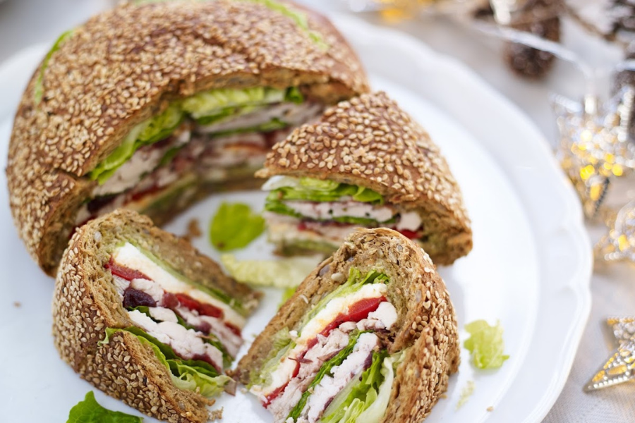 Turkey and Mozzarella Christmas Sandwich Loaf: