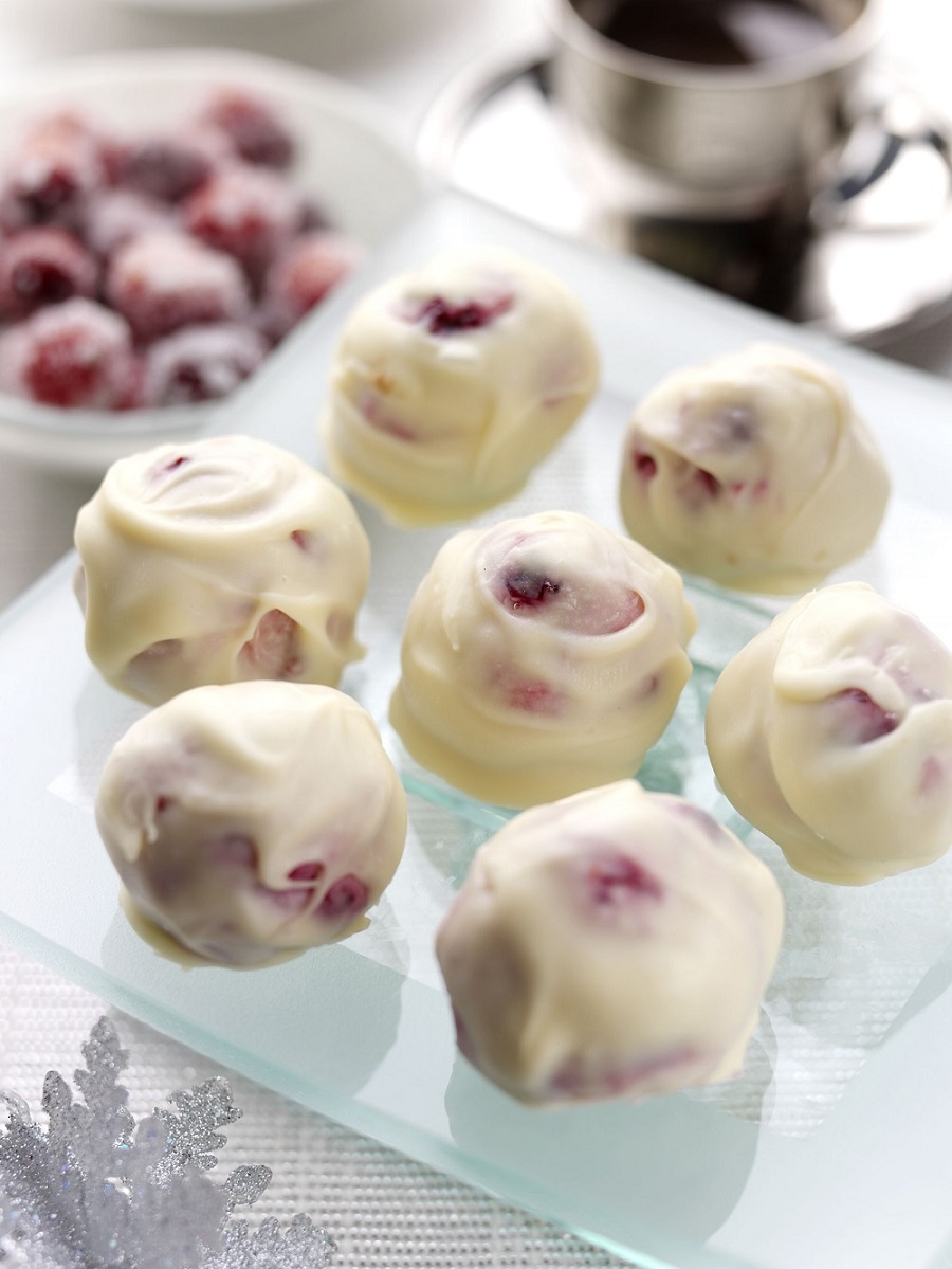White Chocolate And BerryWorld Cranberry Truffles.