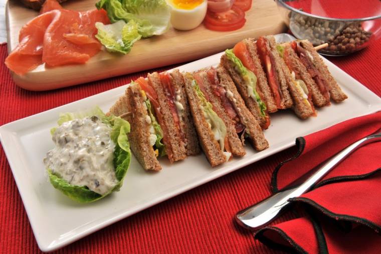 Smoked Salmon Club Sandwich: Afternoon Tea.