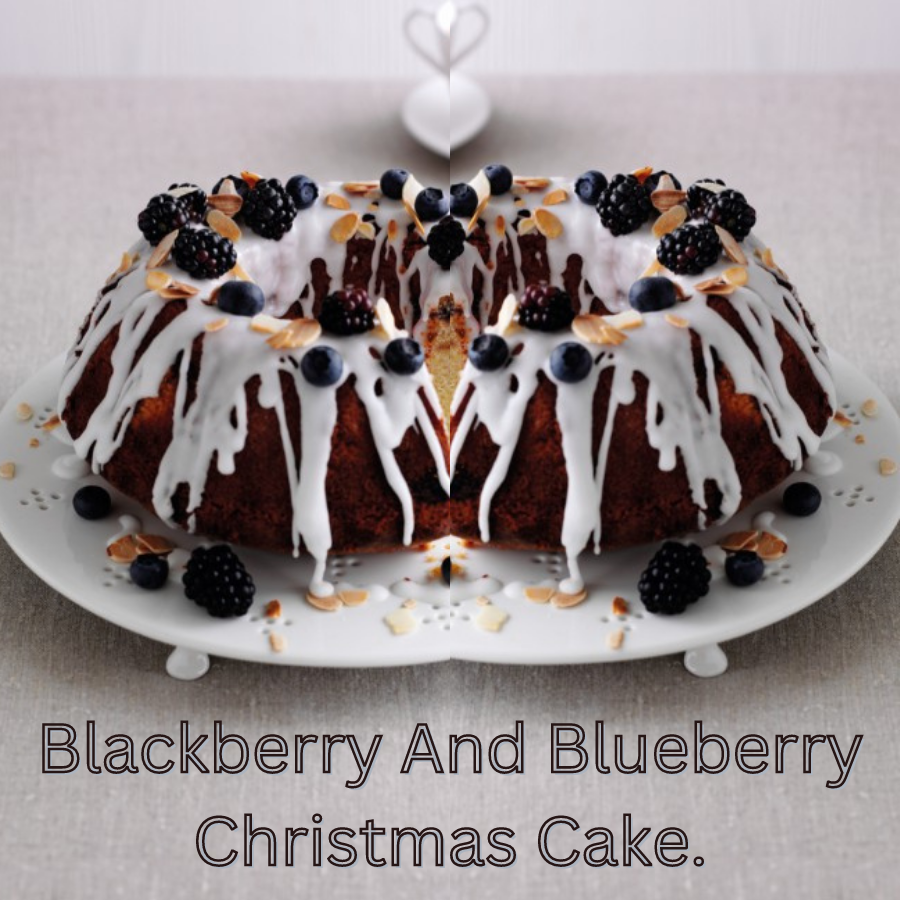 Blackberry And Blueberry Christmas Cake.