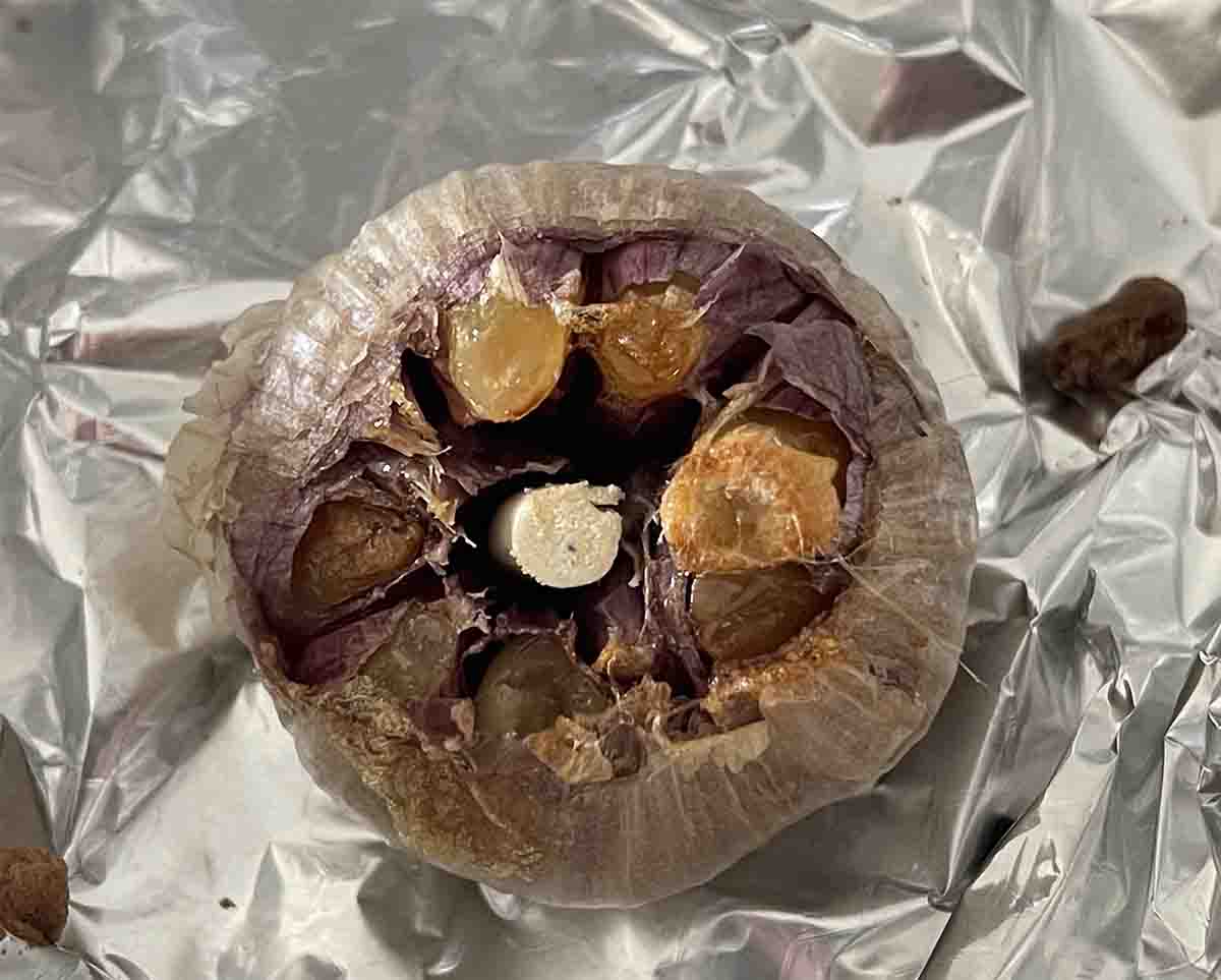 roasted garlic bulb.