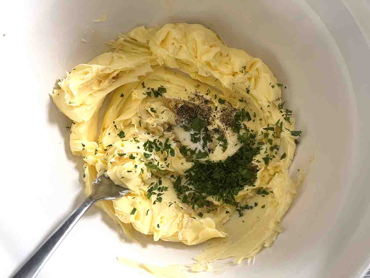 roasted garlic and herb butter with parsley added.